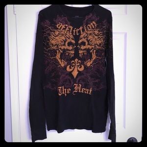 Affliction long sleeve waffle tee shirt size L